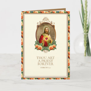 Priest Ordination Sacred Heart Jesus Elegant  Card