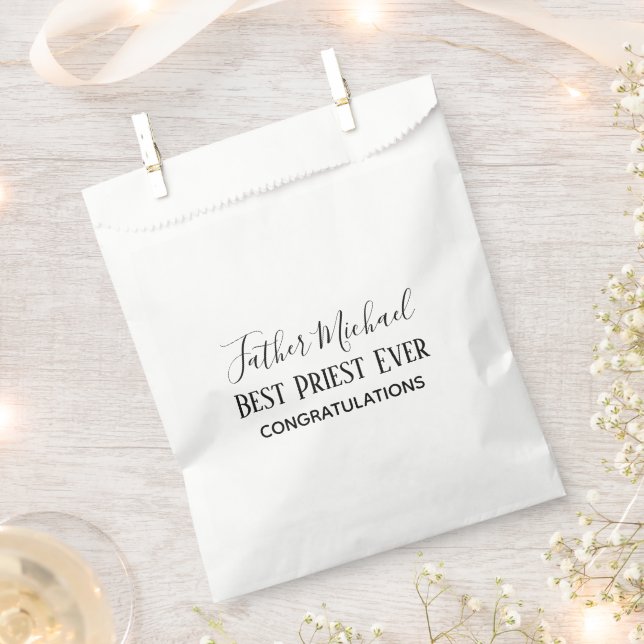 Priest Pastor Clergy Gifts - Simple Personalized Favour Bag (Clipped)