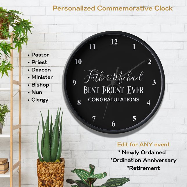 Priest Pastor Clergy Gifts - Simple Personalized R Clock (Creator Uploaded)