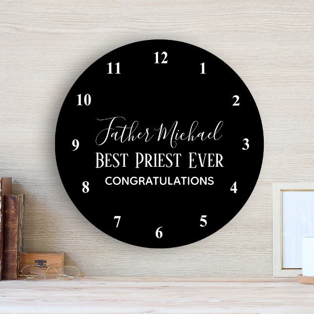Priest Pastor Clergy Gifts - Simple Personalized Round Clock (Creator Uploaded)