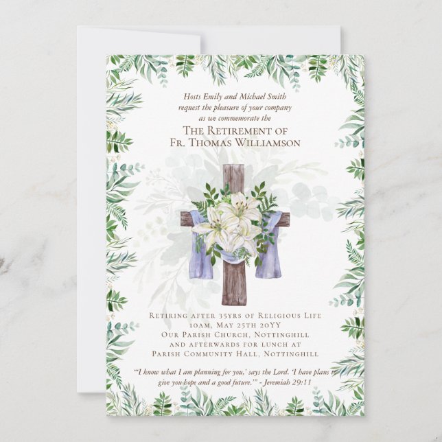 Priest Pastor Deacon Minister Retirement Invites (Front)