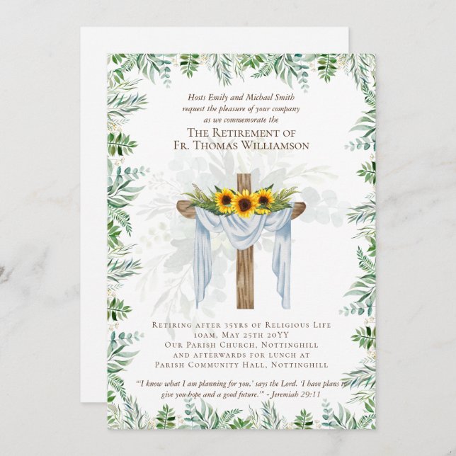 Priest Pastor Deacon Minister Retirement Invites (Front/Back)