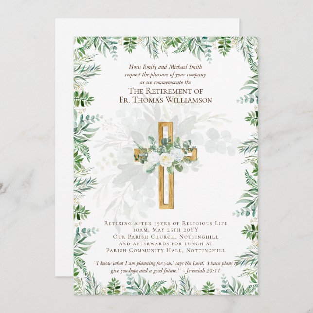 Priest Pastor Deacon Minister Retirement Invites (Front/Back)