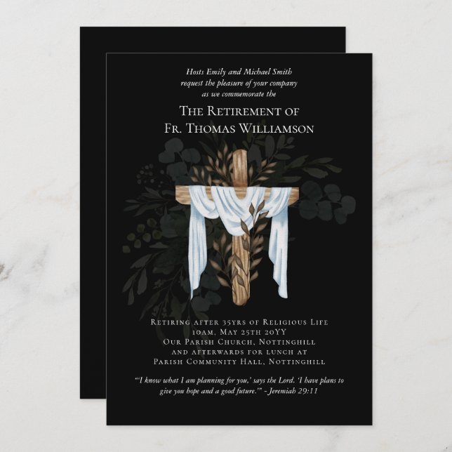 Priest Pastor Deacon Minister Retirement Invites (Front/Back)