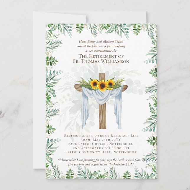 Priest Pastor Deacon Minister Retirement Invites (Front)