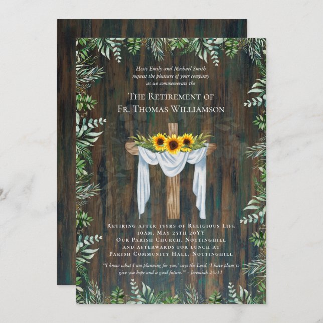 Priest Pastor Deacon Minister Retirement Sunflower (Front/Back)