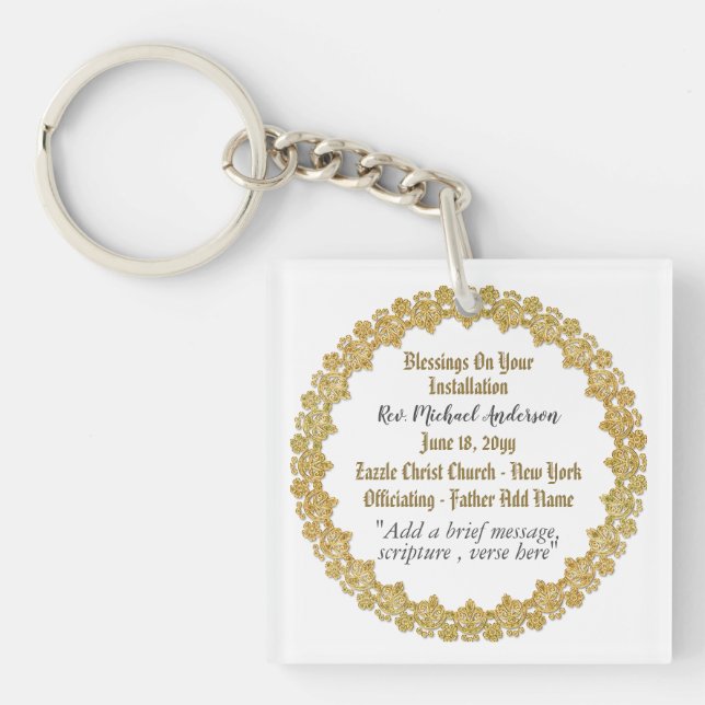 Priest Pastor Installation Keychain Personalized (Front)