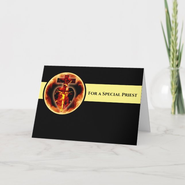 Priest Religious Catholic Crucifix Holy Trinity Thank You Card (Front)