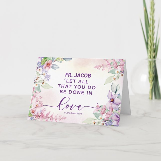 Priest Religious Valentines Day Love Scripture Card (Front)