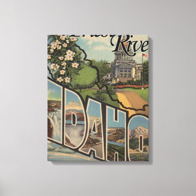 Priest River, Idaho - Large Letter Scenes Canvas Print (Front)