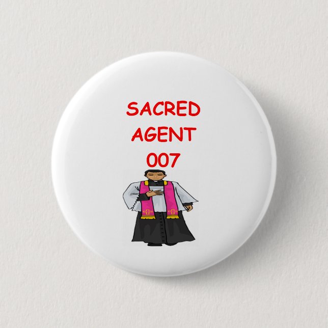 priest secret agent 2 inch round button (Front)
