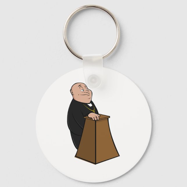Priest Standing At A Pulpit Keychain (Front)