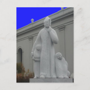 priest statue postcard