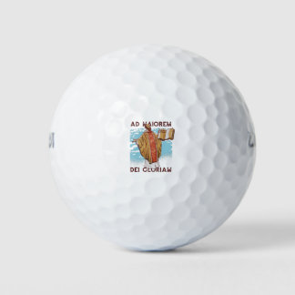 Priest with book golf balls