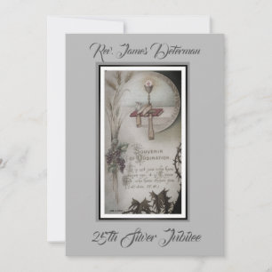 Priest with Jesus Silver Anniversary Invitation