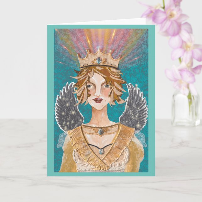 Priestess Paloma Guardian Angel Blank Card (Orchid)