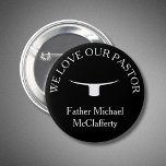 Priesthood Ordination Pastor Priest Collar 2 Inch Round Button<br><div class="desc">This versatile pin, featuring a classic priest collar design, is perfect for honouring and celebrating priests on any special occasion. Whether it’s for an ordination, an anniversary, Priesthood Sunday, or just as a token of appreciation, this pin serves as a meaningful way to recognize the sacred calling of the priesthood....</div>