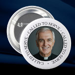 Priesthood Ordination Pastor Priest Collar 2 Inch Round Button<br><div class="desc">Perfect for Priesthood Sunday, ordination anniversaries, or any occasion honouring clergy, this pin serves as a meaningful symbol of appreciation and respect for those who dedicate their lives to serving Christ and His Church. The white background ensures the priest remains the focal point, making this pin a versatile accessory for...</div>