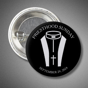 PRIESTHOOD PHOTO SIMPLE BLACK AND WHITE 1 INCH ROUND BUTTON