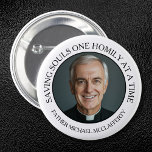 PRIESTHOOD PHOTO SIMPLE BLACK AND WHITE 2 INCH ROUND BUTTON<br><div class="desc">Perfect for Priesthood Sunday, ordination anniversaries, or any occasion honouring clergy, this pin serves as a meaningful symbol of appreciation and respect for those who dedicate their lives to serving Christ and His Church. The white background ensures the priest remains the focal point, making this pin a versatile accessory for...</div>