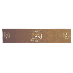 Priestly Blessing on Copper Brown Damask Short Table Runner