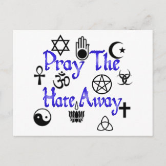 Priez la carte postale Hate Away bleu