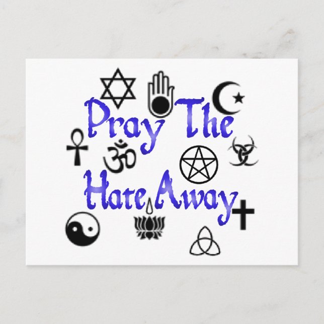 Priez la carte postale Hate Away bleu (Devant)