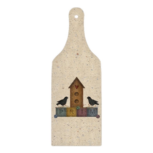 Prim Birdhouse Glass Cutting Board (Front)