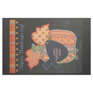 Prim Black Crow Patchwork Pumpkin Thanksgiving Fabric