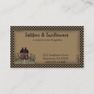 Prim Country Saltbox & Sunflowers Carte de visite