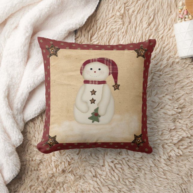 Prim Country Snowman Pillow (Blanket)