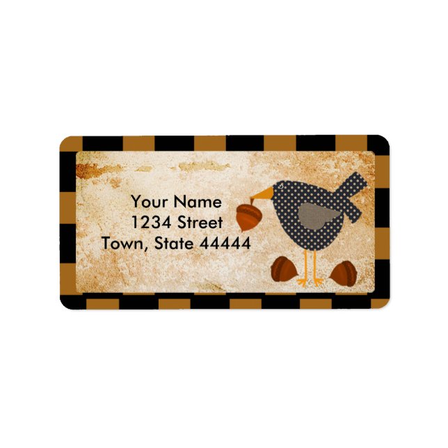 Prim Crow and Acorns Address Labels (Front)