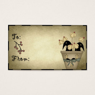 Prim Crows & Flowers - Gift Tags