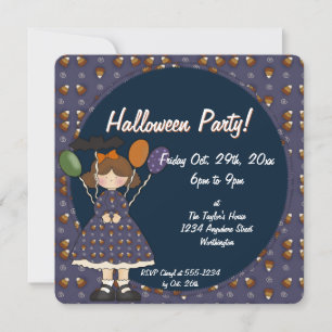Prim Halloween Fête des enfants Invitation fille 3