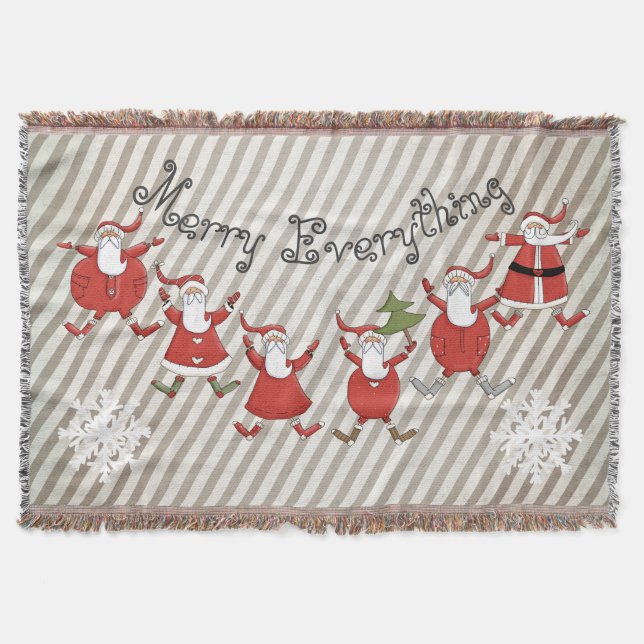 Prim Santas Merry Everything Throw (Front)