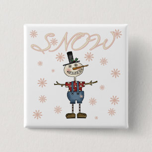 Prim Snowman Tshirts and Gifts 2 Inch Square Button