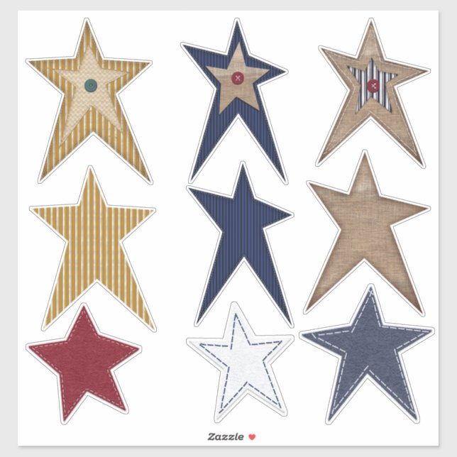 Prim Stars Felt Look Burlap Look Fun (Sheet)