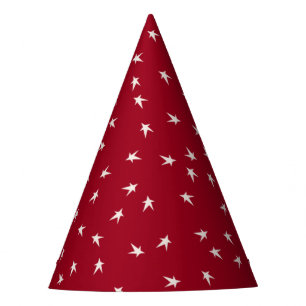 Prim White Stars on Red, 4th of July Party Hat