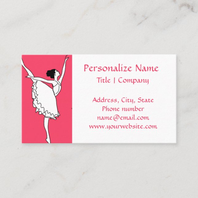 Prima Ballerina Dancer or Ballet Dance Class Business Card (Front)