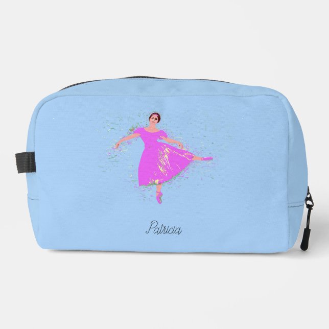 Prima Ballerina Dancer Pink Dress Personalized Dopp Kit (Front)