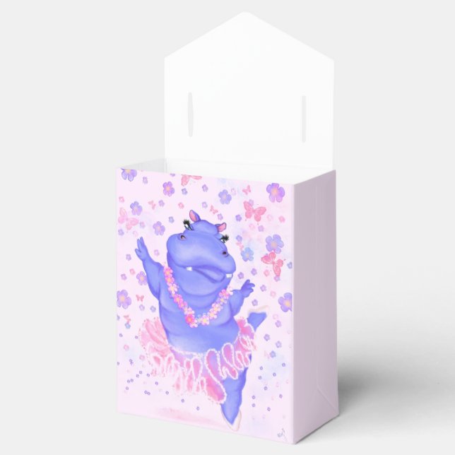 Prima Ballerina Hippo - Add Your Name / Text Favor Box (Opened)