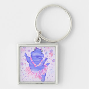 Prima Ballerina Hippo - Add Your Picture / Text Keychain