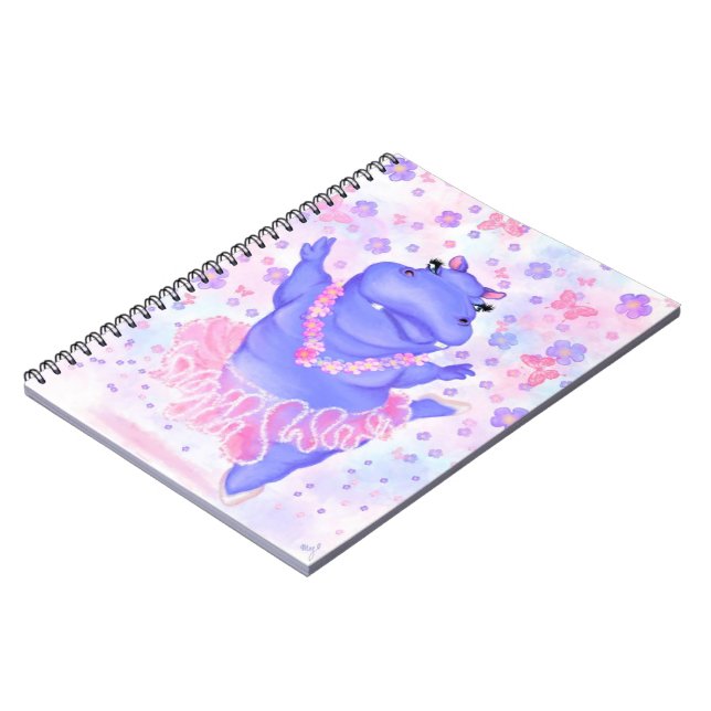 Prima Ballerina Hippo - Add Your Text / Name Notebook (Left Side)
