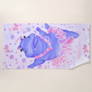 Prima Ballerina Hippo - Happy Dancer - Beach Towel
