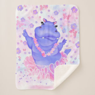 Prima Ballerina Hippo - Happy Dancer Sherpa Blanket