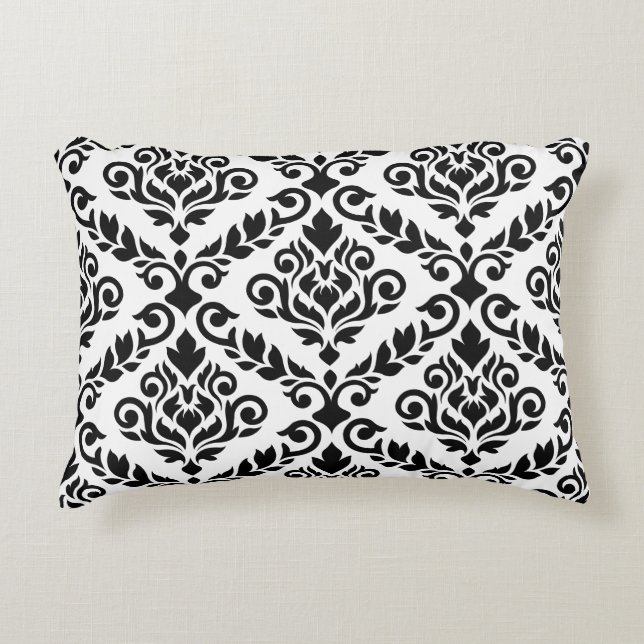 Prima Damask 2Way Lg Ptn Black & White Decorative Pillow (Front)