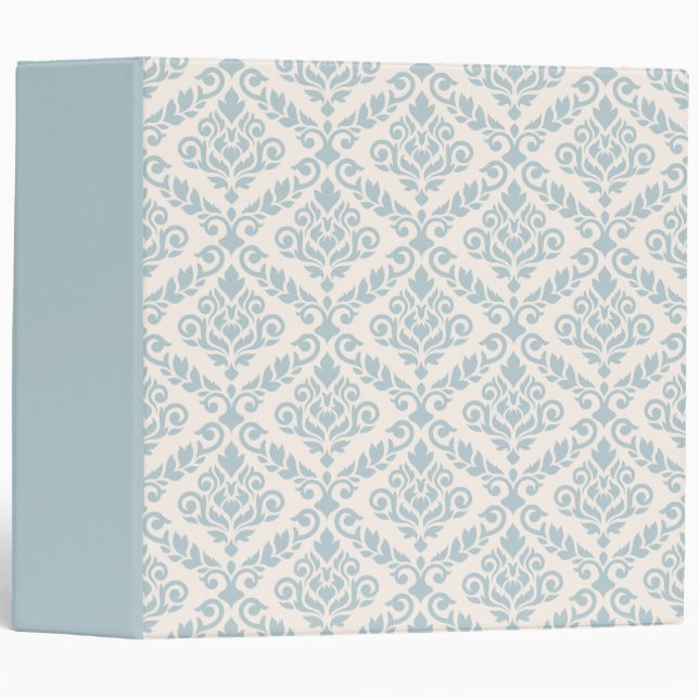 Prima Damask Pattern Blue on Cream Binder (Front/Spine)