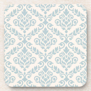 Prima Damask Pattern Blue on Cream Coaster