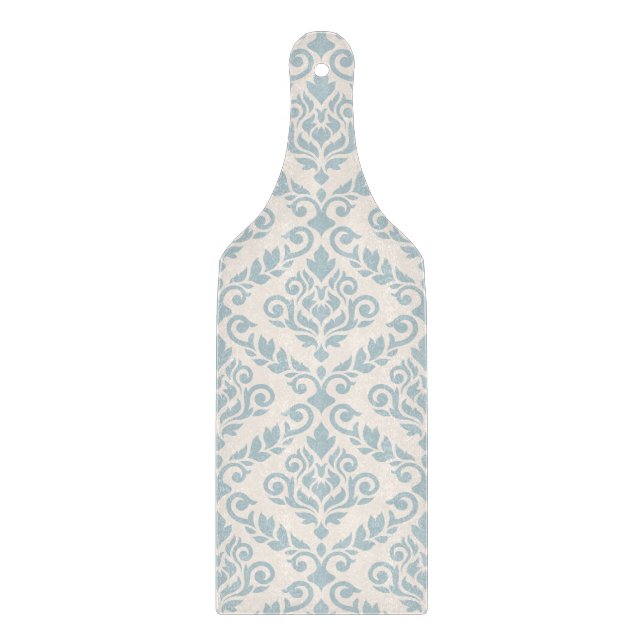Prima Damask Pattern Blue on Cream Cutting Board (Front)