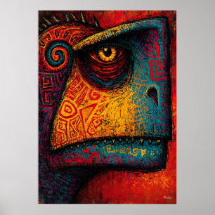 Primal Dinosaur Spirit Abstract Expressionist Poster